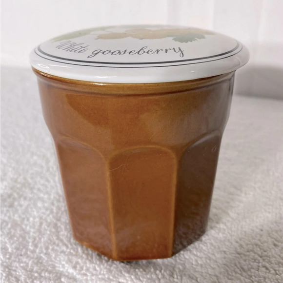 Vintage MCM White Gooseberry 12oz Ceramic Canister Jar Container - Picture 8 of 14